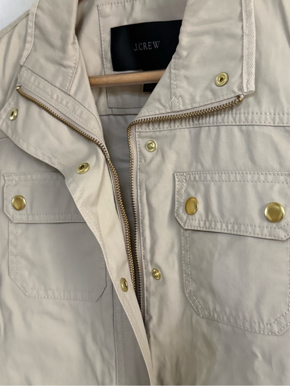 J.Crew Downtown Field Jacket XXS Khaki Beige Waxed Cotton Utility Safari Coat - Picture 7 of 13